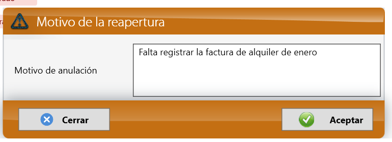 Motivo de la reapertura