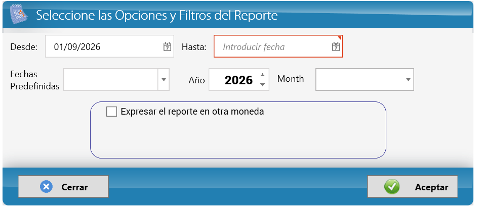 Opciones del estado de resultados