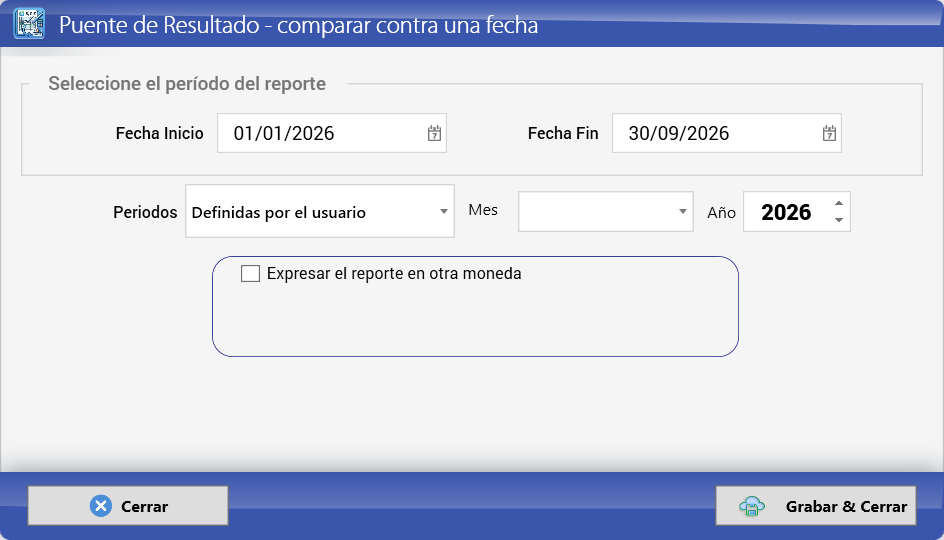 Opciones del puente de resultado