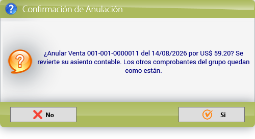 Confirmar la anulación