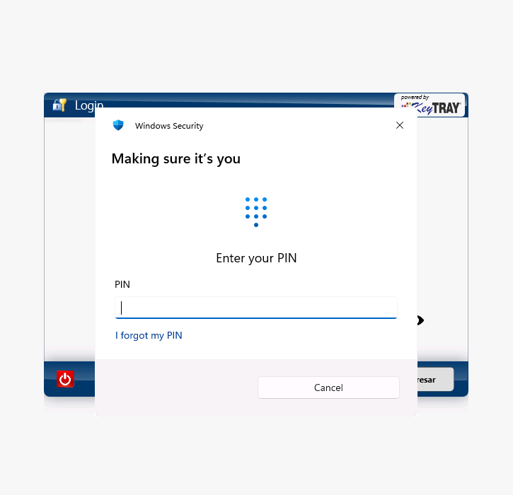 La ventana de Windows pide el PIN