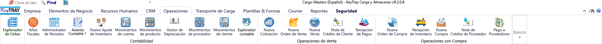 La pestaña Operaciones, con Nueva Cotización y Nueva Orden de Venta