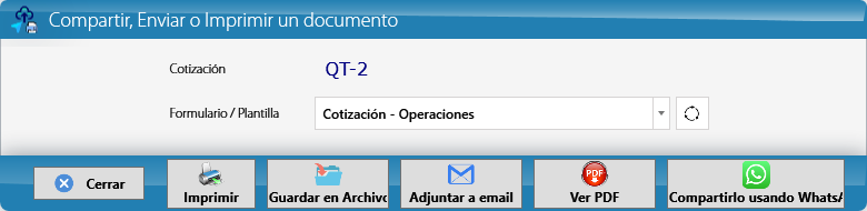 Guardar & Imprimir: el formato de la cotización
