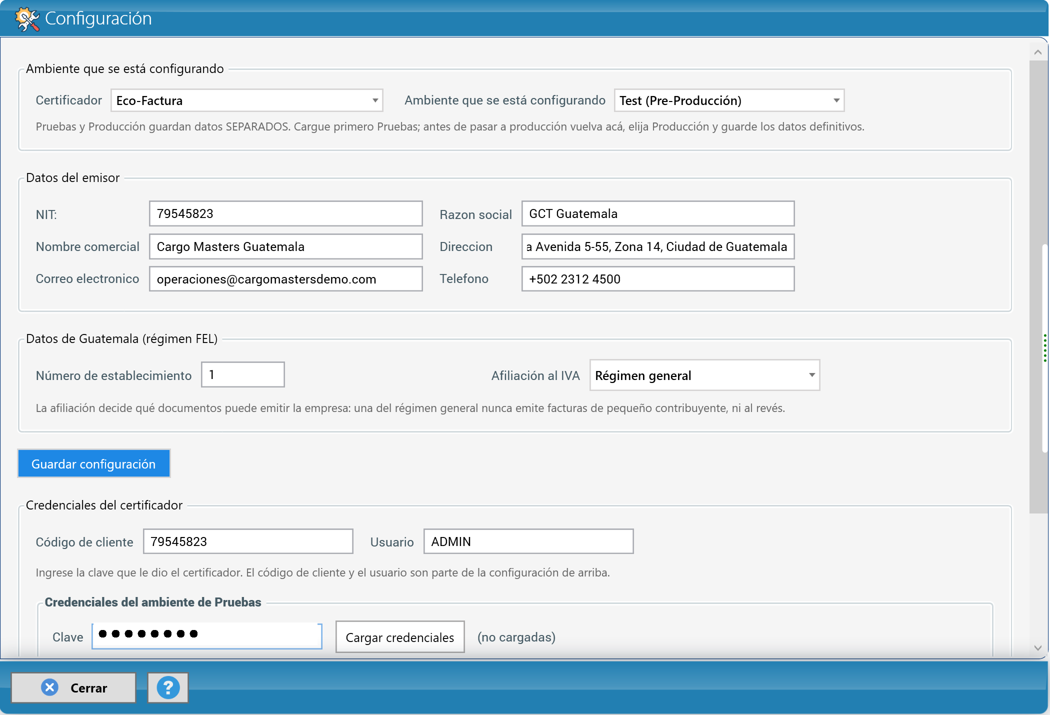 Configuración de Guatemala