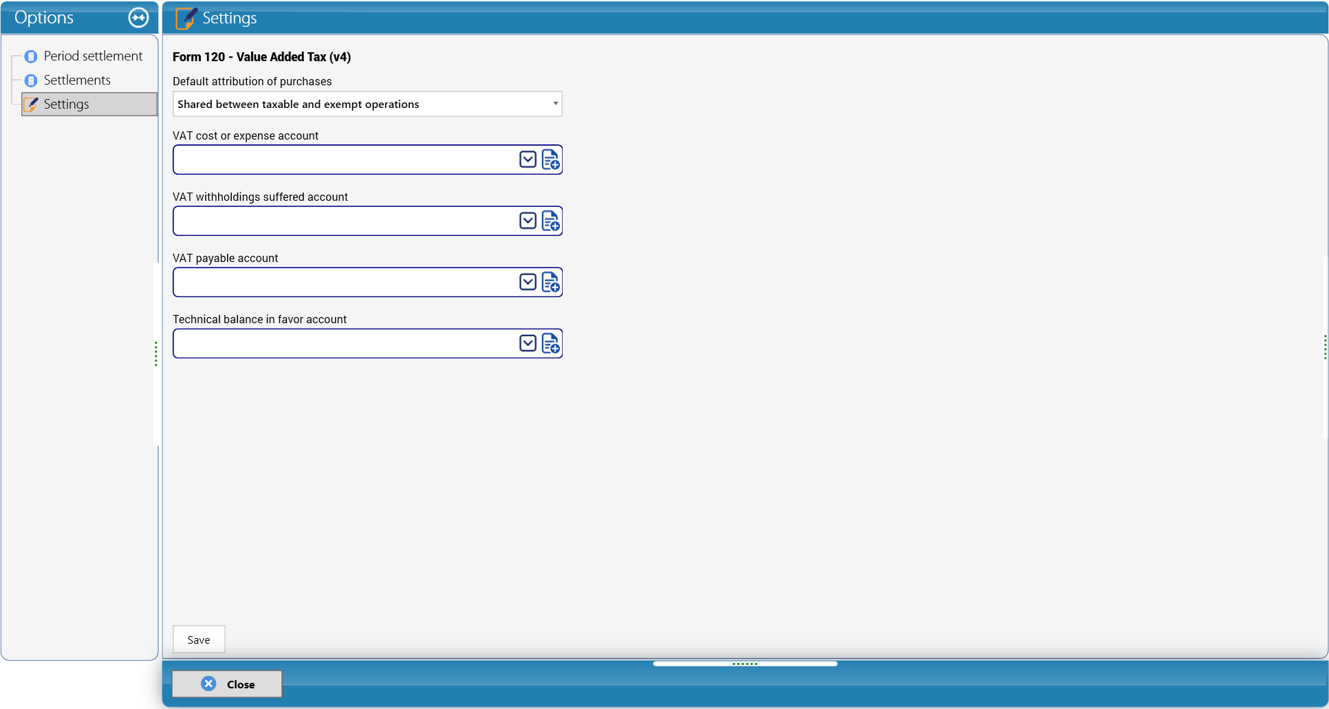 VAT settlement Settings: Form 120 (Cargo Masters Paraguay)