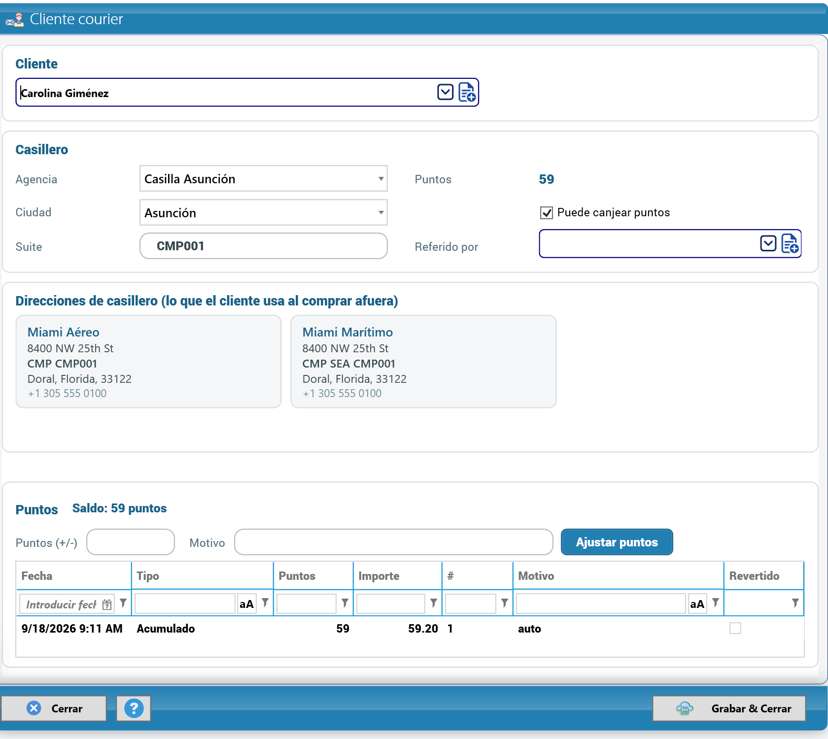 Puntos del cliente