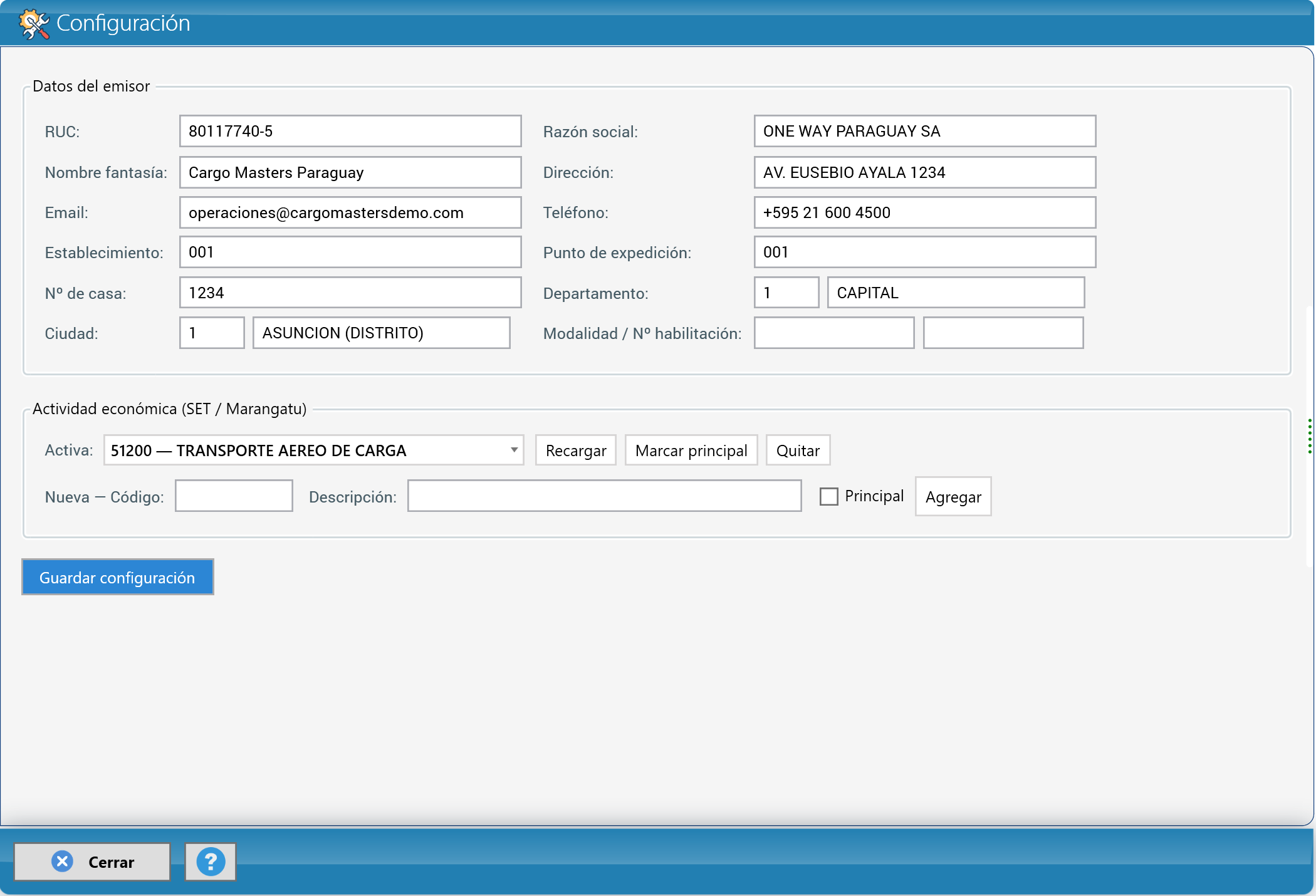Configuración guardada
