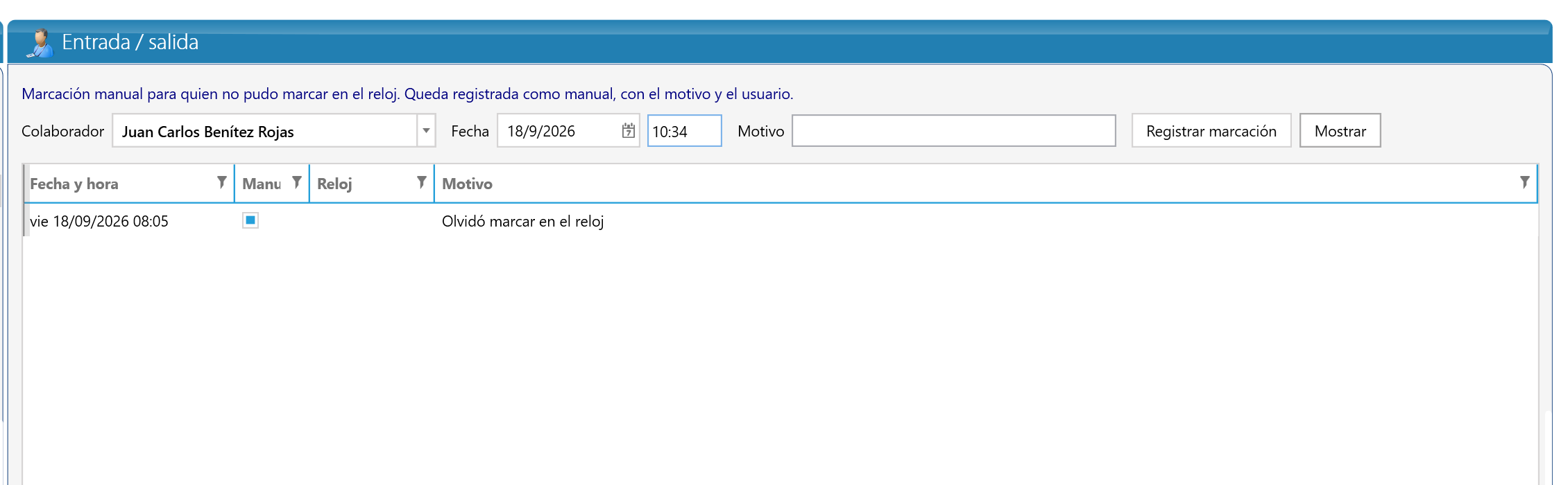 Marcación manual