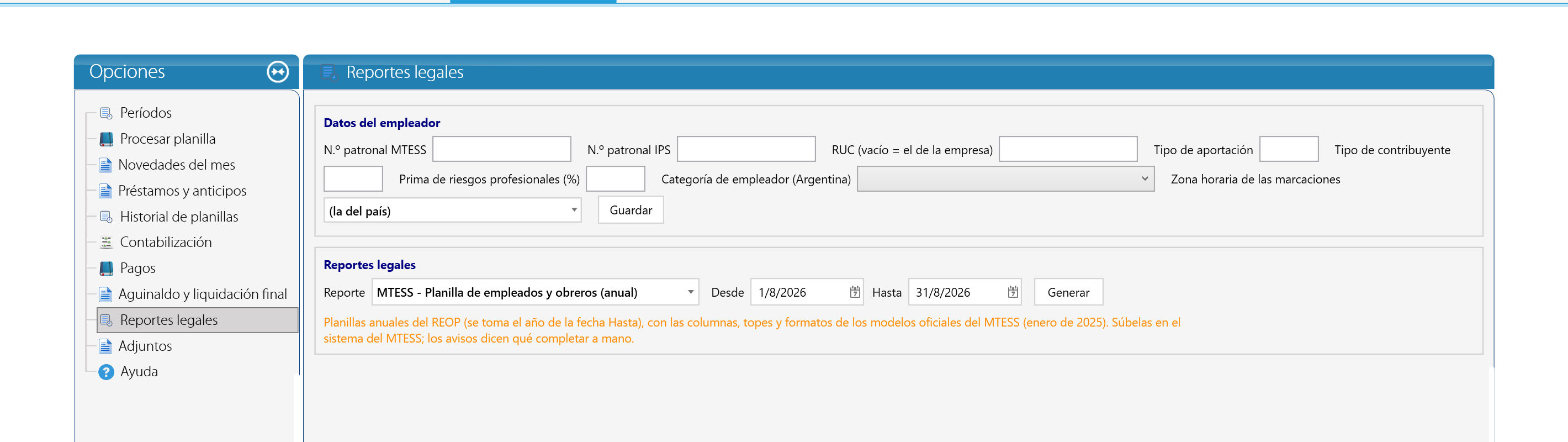 Reportes legales