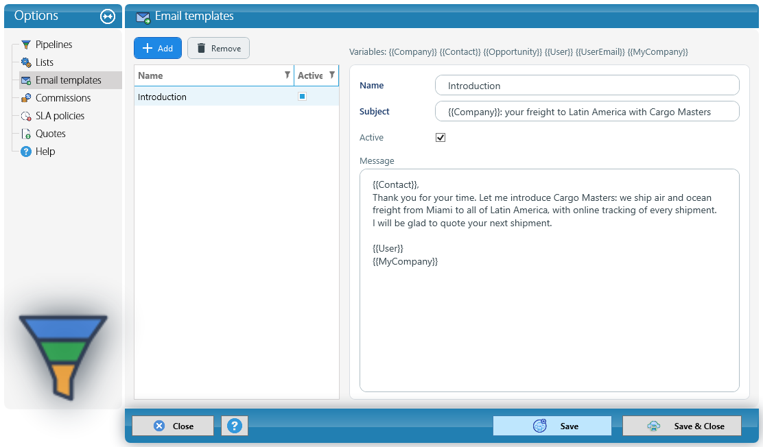 An email template