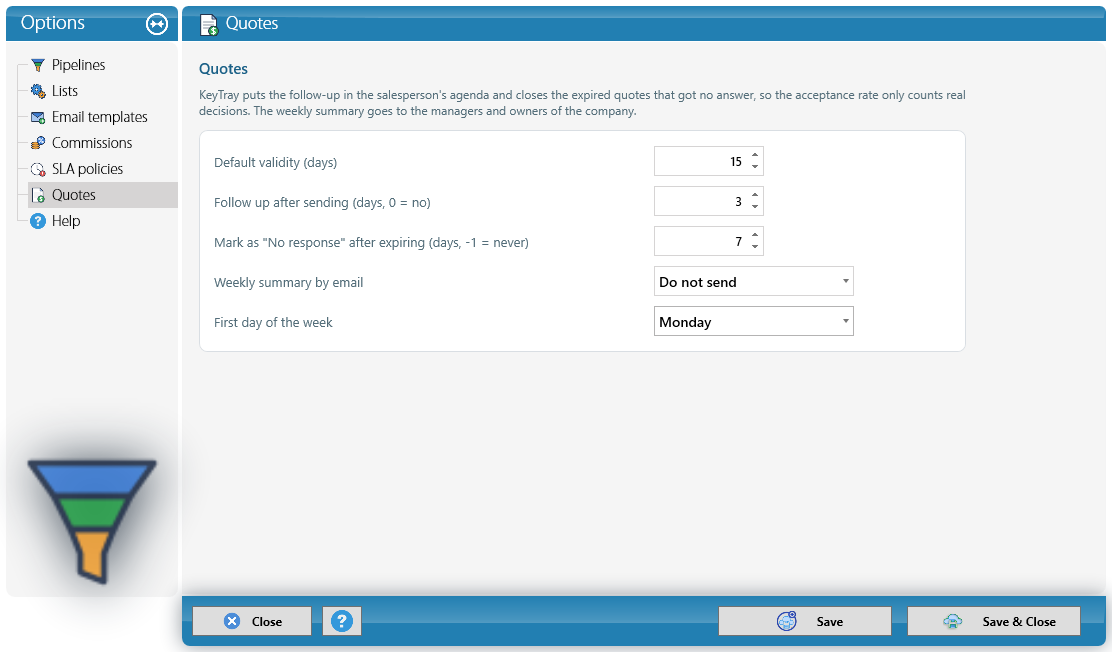 Quote settings