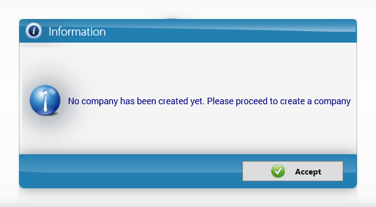 KeyTray informs you that no company exists yet