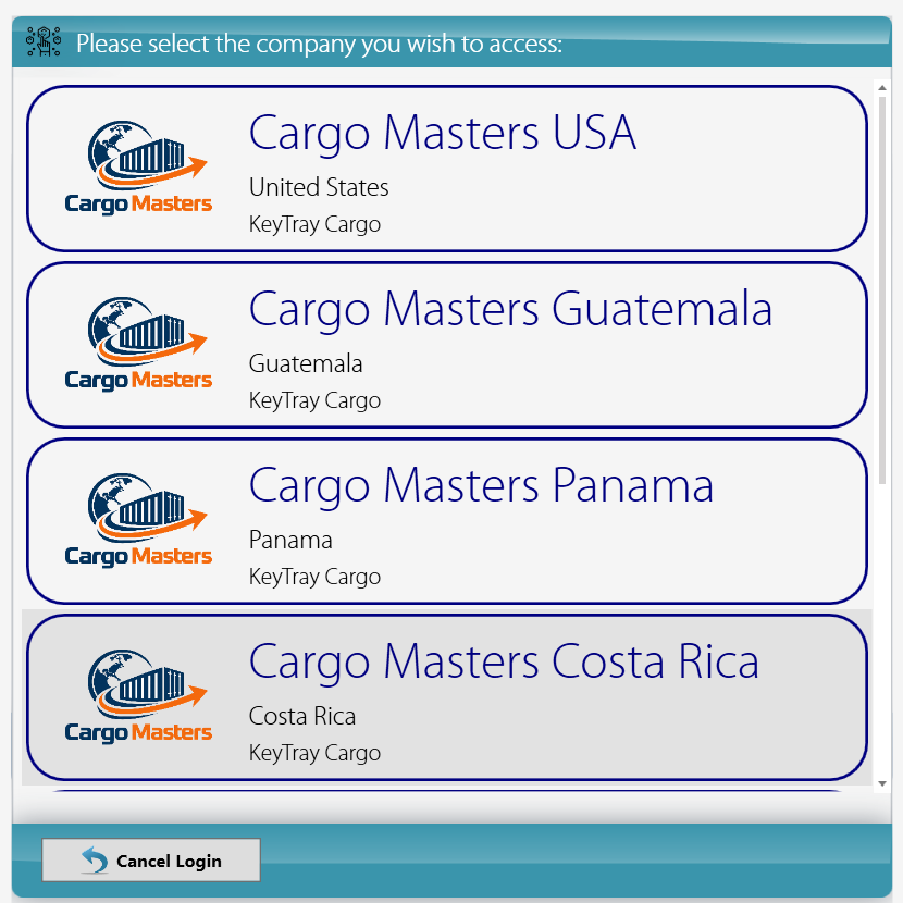 The company selector