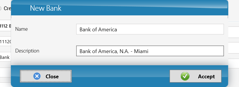 Creating the bank in the New Bank window