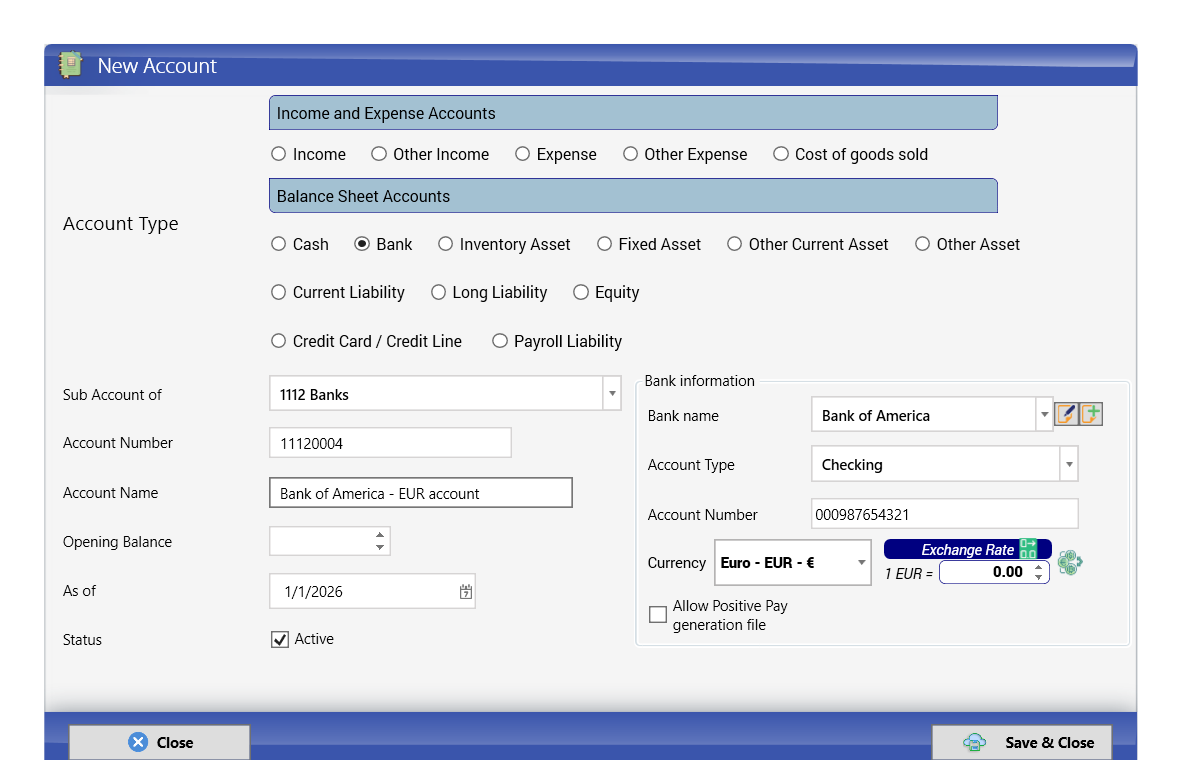 Creating a EUR bank account
