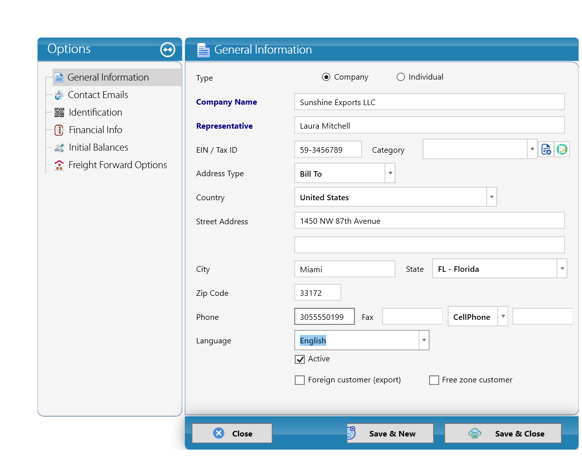 Customer General Information