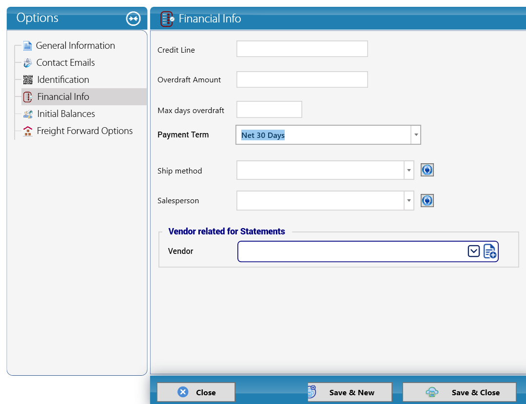 Customer Financial Info