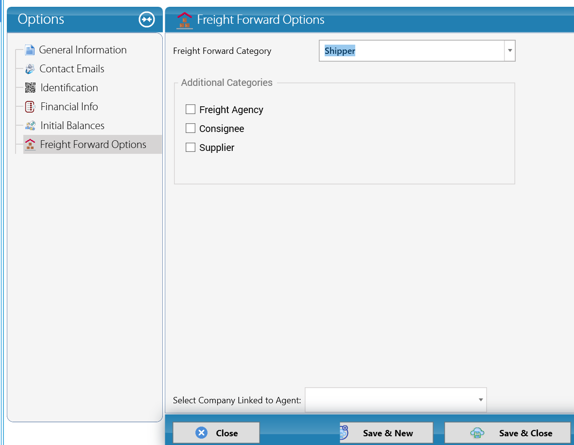 Customer Freight Forward Options