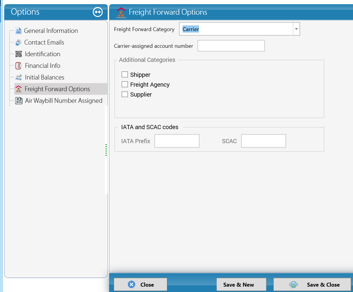 Vendor Freight Forward Options