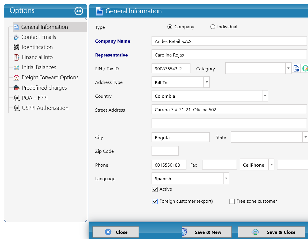 Consignee General Information