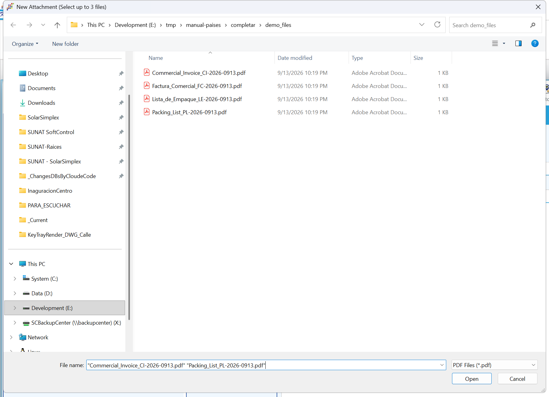 New Attachment: select up to 3 PDF files