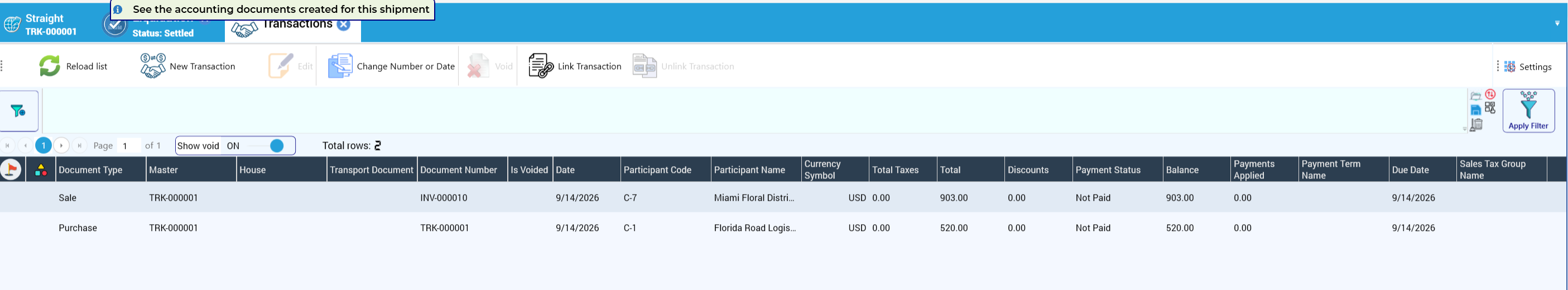 Ground transactions