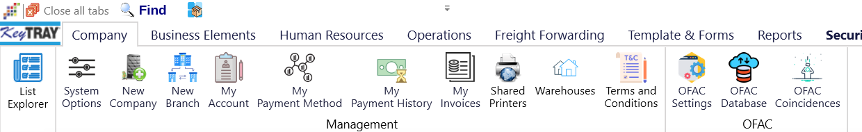 Company tab