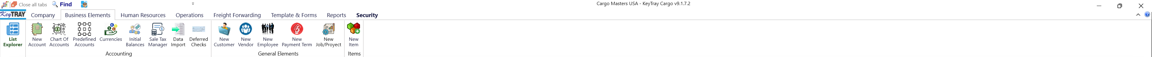 The Business Elements tab