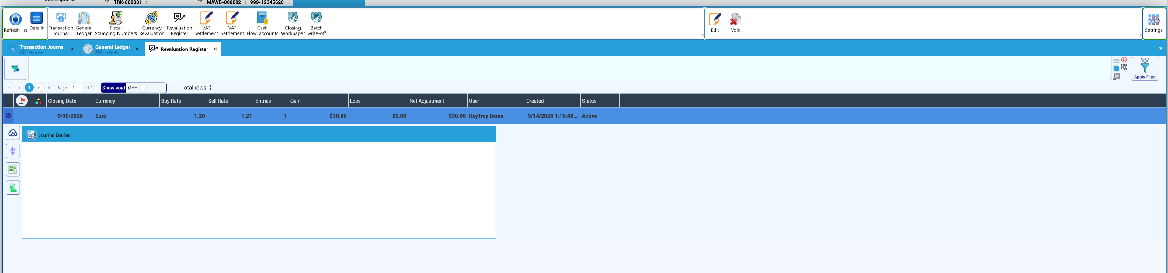 Revaluation Register