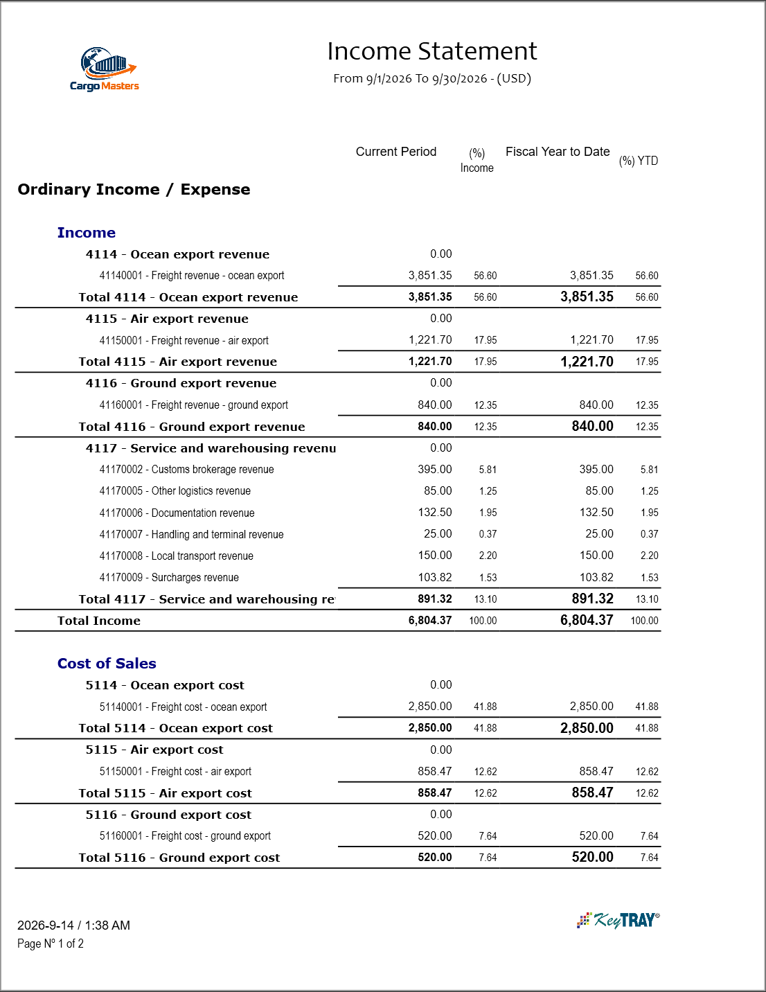Income Statement page 1