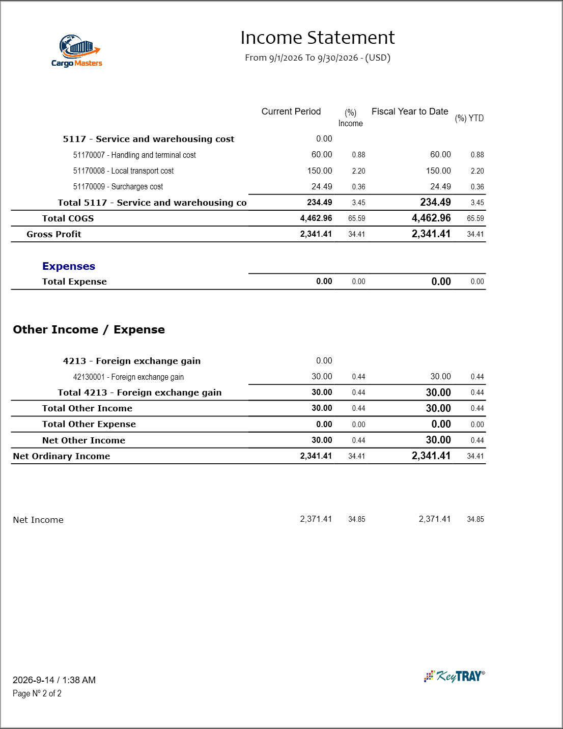 Income Statement page 2