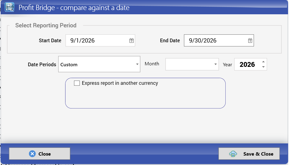 Profit Bridge options