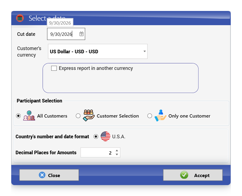 A/R Aging Detail options