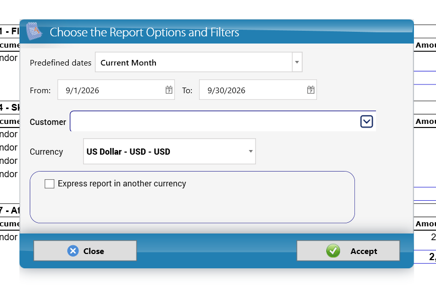 Sales by Customer options