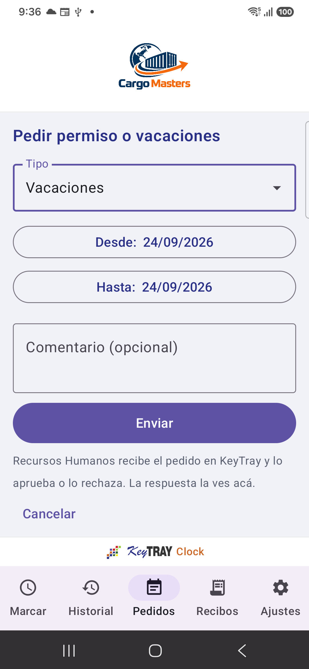 Pedir vacaciones
