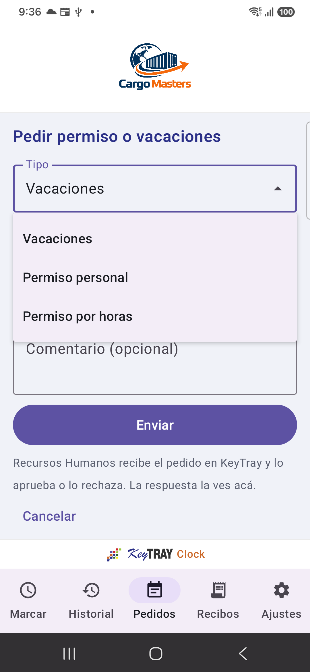 Tipos que puedes pedir