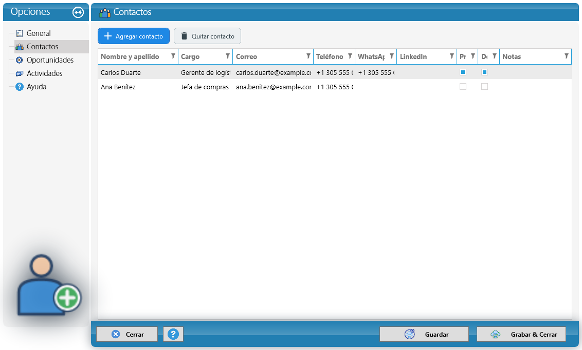 Contactos del prospecto
