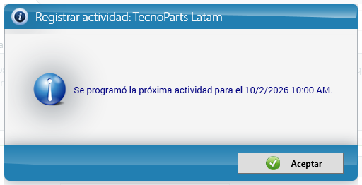Aviso del próximo paso