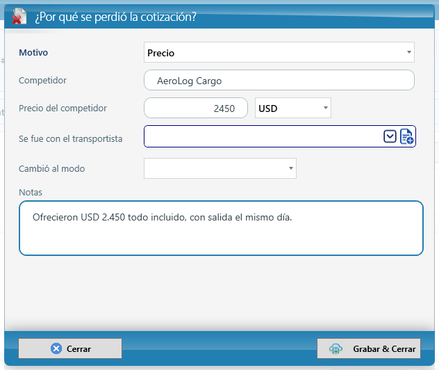 Por qué se perdió la cotización