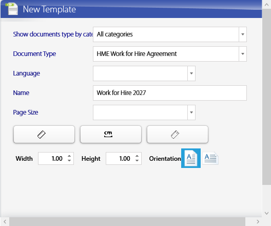 New Template with an HME contract document type