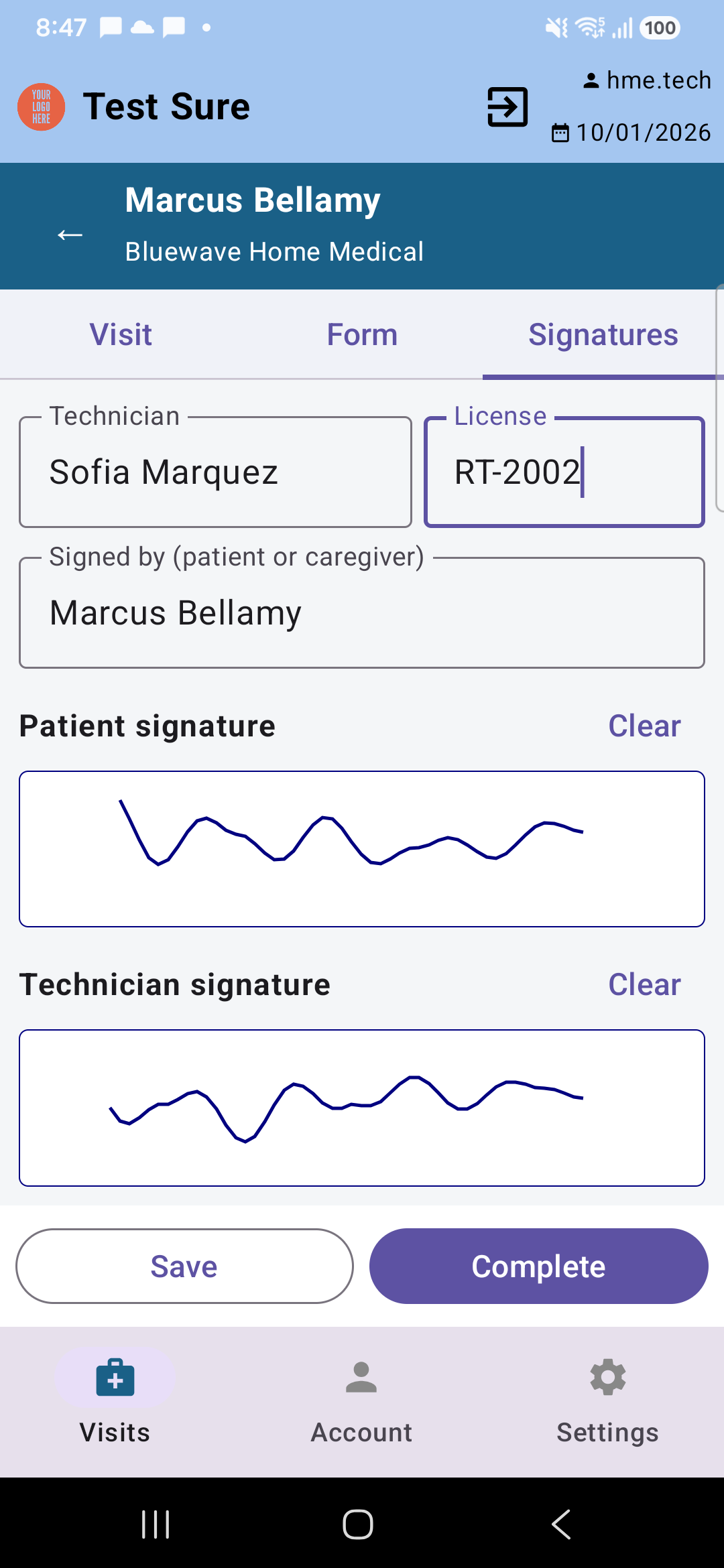 The signatures on the phone
