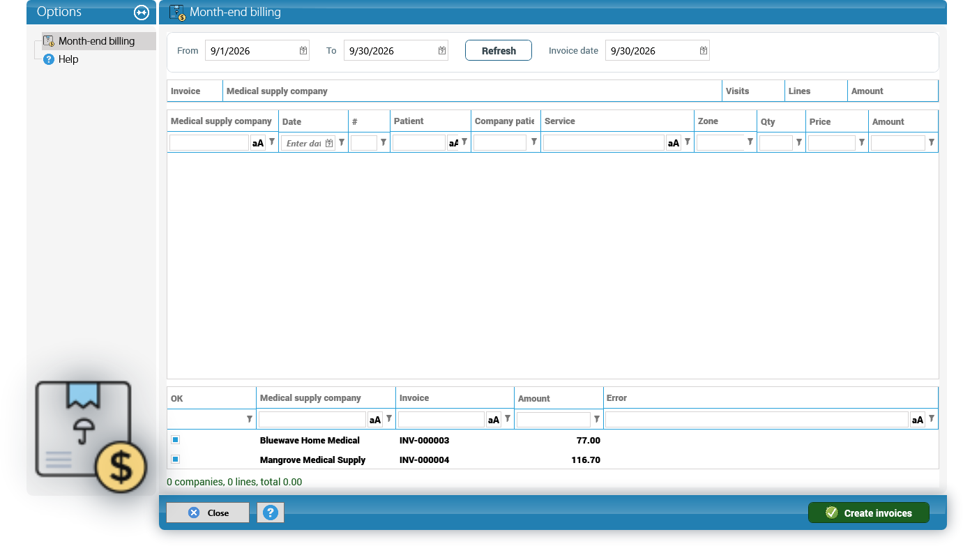 The result: one invoice per DME company