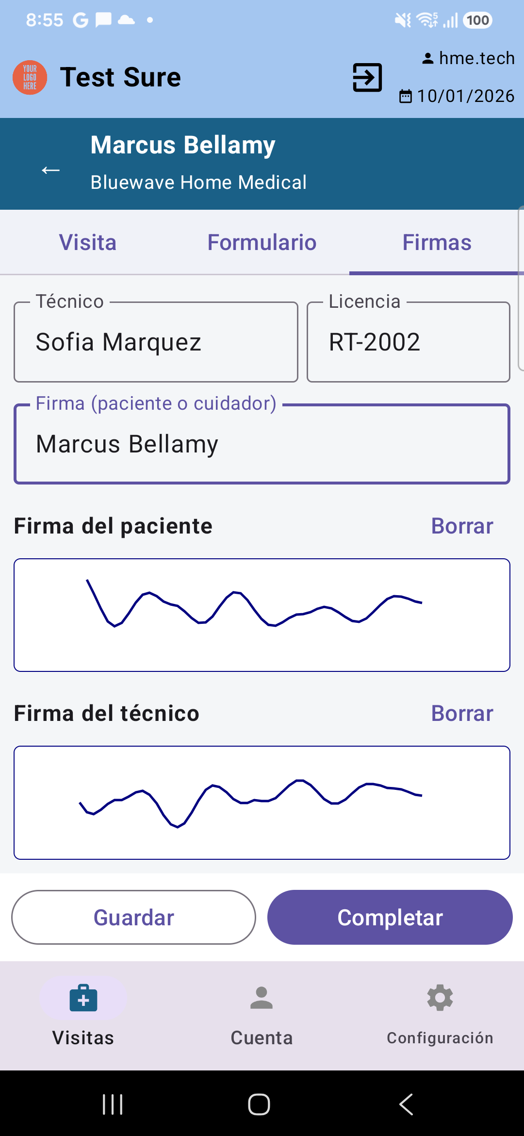 Las firmas en el teléfono